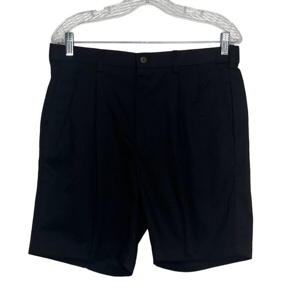 Haggar Classic Twill Shorts Mens Size 32 Black Pleated Front New - Picture 1 of 9